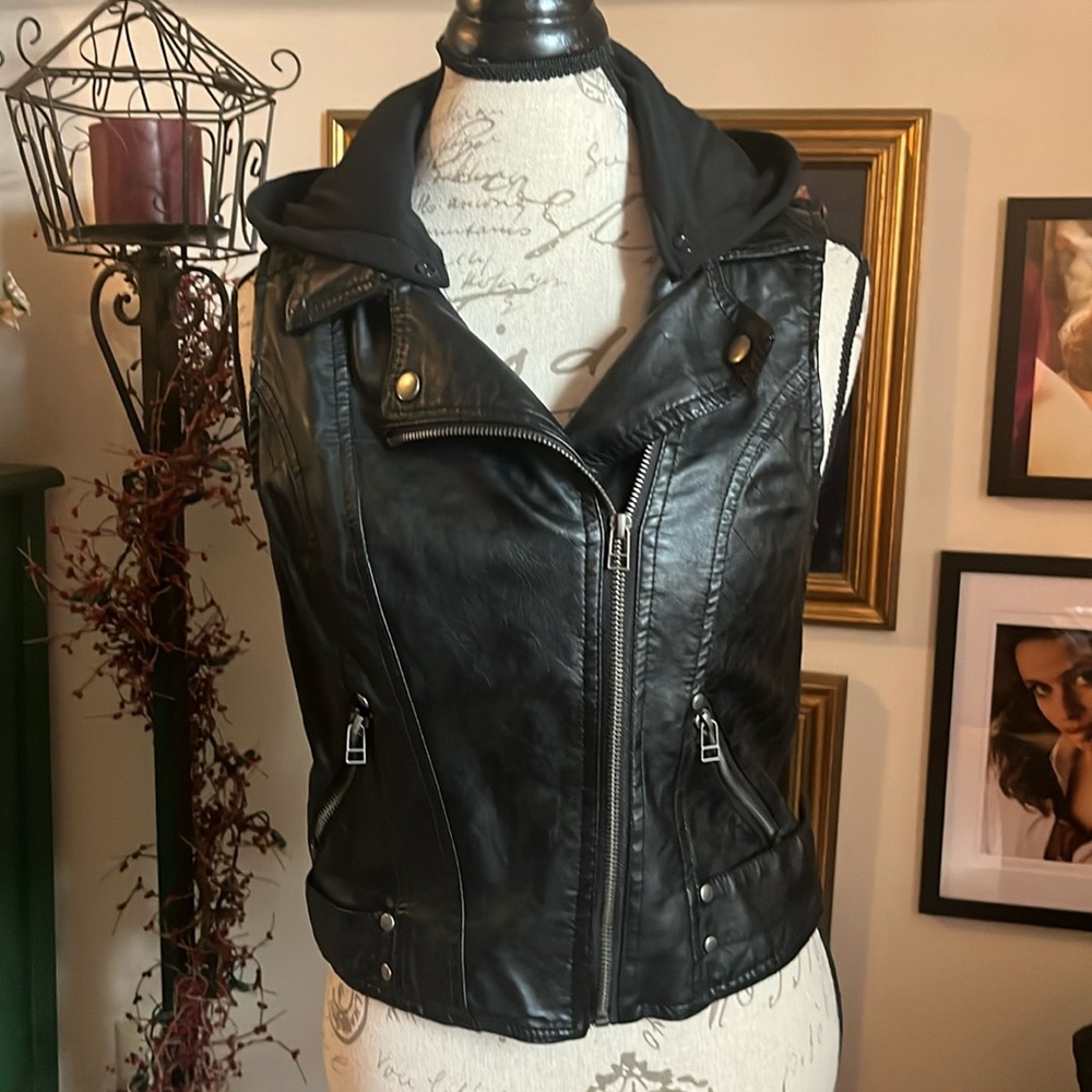 Hot Topic Faux Leather Vest with Hood